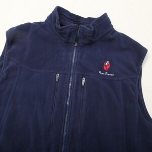 SCOTTeVEST Fireside Fleece Vest Mens XL Blue Travel Hidden Pockets Full Zip